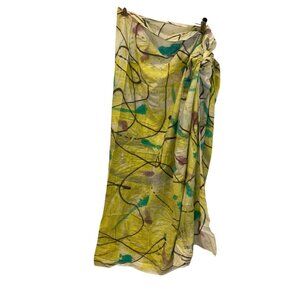 Swim Cover up Pareo sarong yellow splash painted wrap scarf shawl
